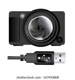 usb connection over white background vector illustration 