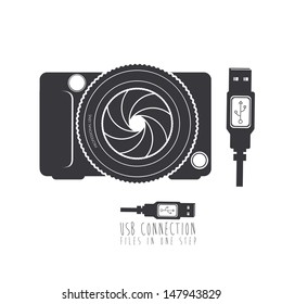 usb connection over white background vector illustration 