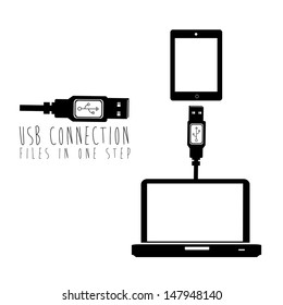 usb connection over white background vector illustration 