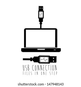 usb connection over white background vector illustration 