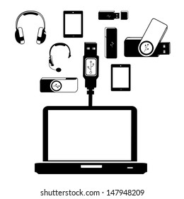 usb connection over white background vector illustration 