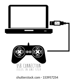 usb connection over white background vector illustration 
