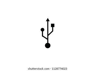 USB connection symbol port black illustration flash