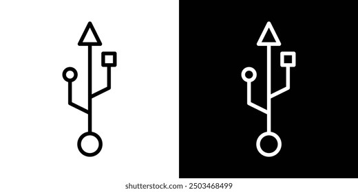 USB connection thin line vector icon set.