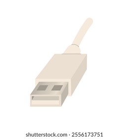 USB connector for charging devices and exchanging data. Universal interface for connecting various devices. Wired technologies. Vector illustration isolated on transparent background.