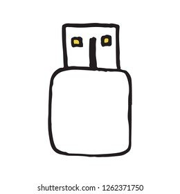 Usb connector doodle icon. Vector illustration