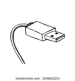 Conector Usb, dibujado a mano, ilustración vectorial