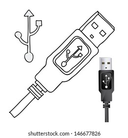 usb connexion over white background vector illustration 