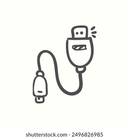 usb converter icon, isolated handdrawn icon theme gadget