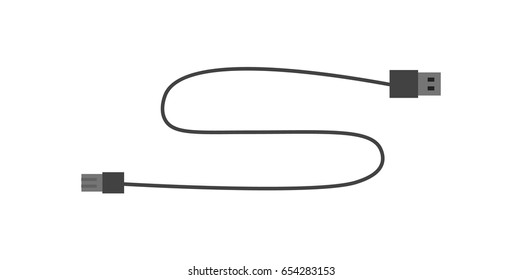 USB cord for digital photo camera icon. Modern photo equipment isolated vector illustration in flat design.