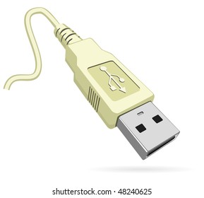 USB cord. Vector illustration isolated on white background.