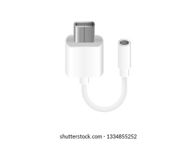 USB C-Type Earphone Dongle Cable. Headphone Adapter for Smartphone.