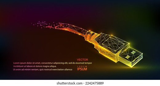  Cable de datos USB .Concepto tecnológico .Cable de computadora.Ilustración vectorial.