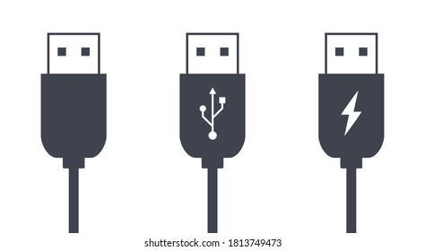 USB data and charging cable icons