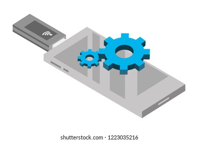 USB data storage technology isometric