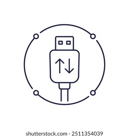 usb data transfer line icon on white