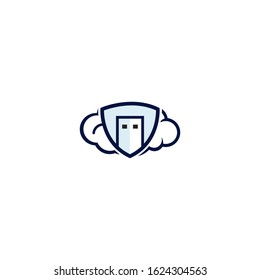 USB data transfer logo vector design. USB and cloud icon design.