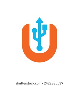 plantilla vectorial del logotipo de transferencia de datos USB