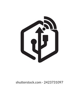 USB data transfer logo vector template