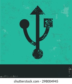 USB design on green background,grunge vector