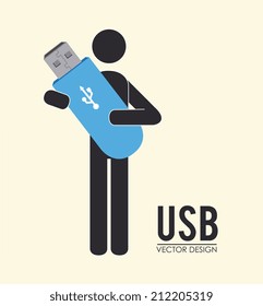 USB design over beige background, vector illustration