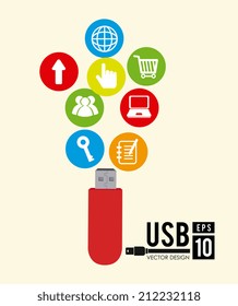 USB design over beige background, vector illustration