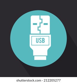 USB design over black background, vector illustration