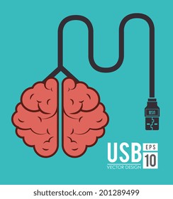 USB design over blue background, vector illustration
