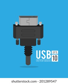 USB design over blue background, vector illustration