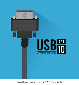 USB design over blue background, vector illustration