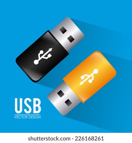 USB design over blue background, vector illustration