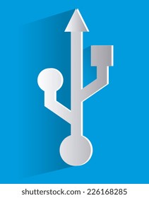 USB design over blue background, vector illustration