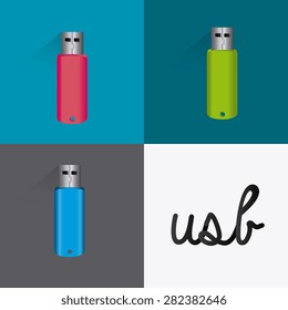 USB design over colorful background, vector illustration.
