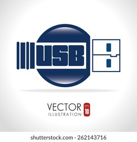 USB design over white background, vector illustration.