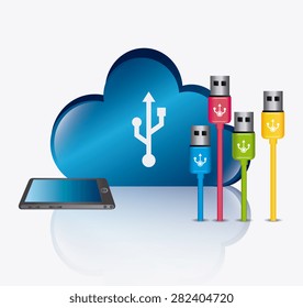 USB design over white background, vector illustration,