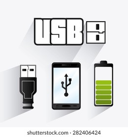 USB design over white background, vector illustration,