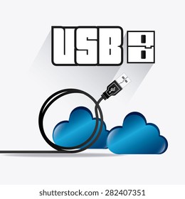 USB design over white background, vector illustration,