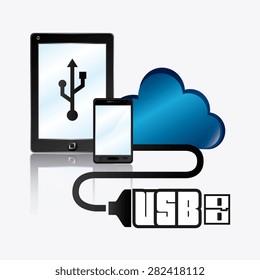 USB design over white background, vector illustration,