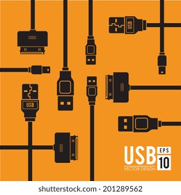 USB design over yellow background, vector illustration