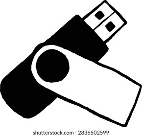 USB Device Icon Black Vector Universal Serial Bus Data Storage Computer Technology Connection Electronics Transfer Hardware Digital Port Cable Symbol Minimal Graphic Design