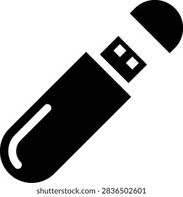 USB Device Icon Black Vector Universal Serial Bus Data Storage Computer Technology Connection Electronics Transfer Hardware Digital Port Cable Symbol Minimal Graphic Design