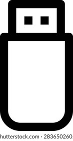 USB Device Icon Black Vector Universal Serial Bus Data Storage Computer Technology Connection Electronics Transfer Hardware Digital Port Cable Symbol Minimal Graphic Design