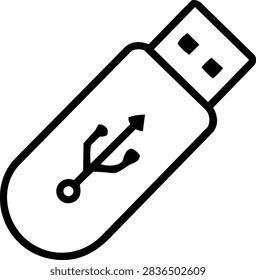 USB Device Icon Black Vector Universal Serial Bus Data Storage Computer Technology Connection Electronics Transfer Hardware Digital Port Cable Symbol Minimal Graphic Design