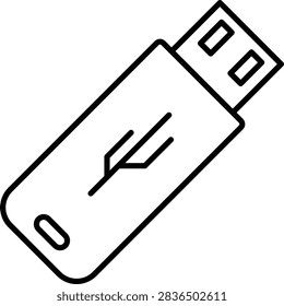USB Device Icon Black Vector Universal Serial Bus Data Storage Computer Technology Connection Electronics Transfer Hardware Digital Port Cable Symbol Minimal Graphic Design