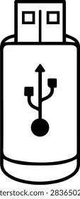 USB Device Icon Black Vector Universal Serial Bus Data Storage Computer Technology Connection Electronics Transfer Hardware Digital Port Cable Symbol Minimal Graphic Design