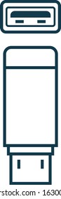 USB Device icon and USB port vector line graphic