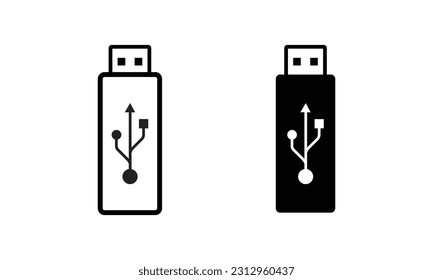 USB device vector icon, USB flash drive icon in flat style