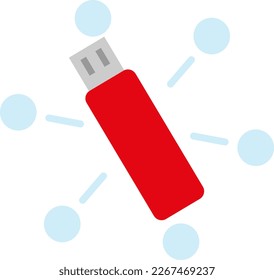 Ilustración vectorial de dispositivo USB. Almacenamiento de información. Conducción de la pluma. Seguridad informática. Versatilidad y uso de dispositivos de almacenamiento USB.