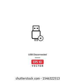 USB Disconnected Icon. Computer Hardware Isolated On White Background. With Line Style. Icon USB. EPS10 - Vector