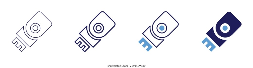 USB-Docking-Symbol in 4 verschiedenen Stilen. Dünne Linie, Linie, Fette Linie, Duotone. Duotone-Stil. Bearbeitbarer Strich.